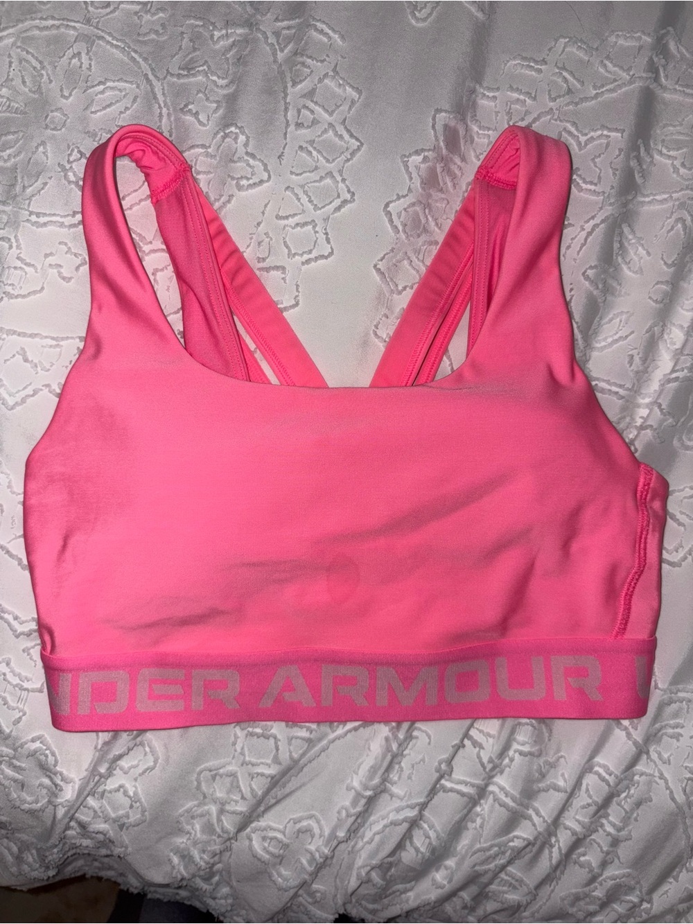 Under Armour Hot Pink Racerback Sports Bra with Branded Band